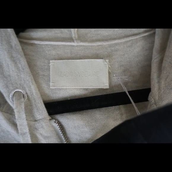 ZADIG & VOLTAIRE Sixtine Zip-Front Hooded Cashmere Sweatshirt Skull Small - Picture 12 of 12